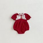 【66-90】ロンパース ベビー 可愛い 蝶結び パフスリーブ - 画像 (6)