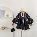 【80-130】ワンピース パフスリーブ ドット 可愛い 女の子 - 画像 (4)