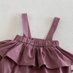 【66-90】セットアップ ブラウス&サロペットロンパース フリル襟 小花柄 - 画像 (11)