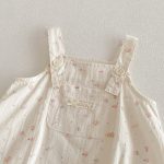 【66-90】二点セット 小花柄サロペットロンパース&レース襟Tシャツ - 画像 (11)