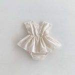 【66-90】ロンパース ベビー おしゃれ フリル 花刺繡 - 画像 (7)