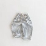 【73-120】ロングパンツ ストライプ柄 リネン コットン - 画像 (4)