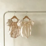 【66-90】ロンパース ベビー 女の子 リボン 小花柄 - 画像 (8)
