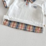 【73-120】半袖Tシャツ or チェックショートパンツ 韓国風 刺繍ロゴ - 画像 (12)