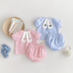 【66-100】セットアップ ベビー ウサギ耳 ストライプ - 画像 (3)