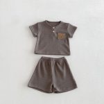 【73-110】セットアップ ベビー 男の子 ワッフル くま柄 - 画像 (10)