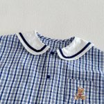 【66-90】ロンパース クマロゴ チェック セーラー 可愛い ベビー服 - 画像 (8)