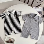 【66-90】オールインワン クマロゴ ボーダー ベビー服 - 画像 (8)