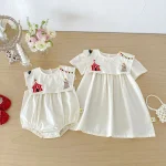 【66-130】ワンピース or ロンパース ベビー 女の子 可愛い刺繍 - 画像 (5)