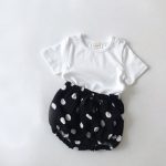 【66-100】Tシャツ or ショートパンツ ベビー 無地 ドット&チェック柄 - 画像 (6)