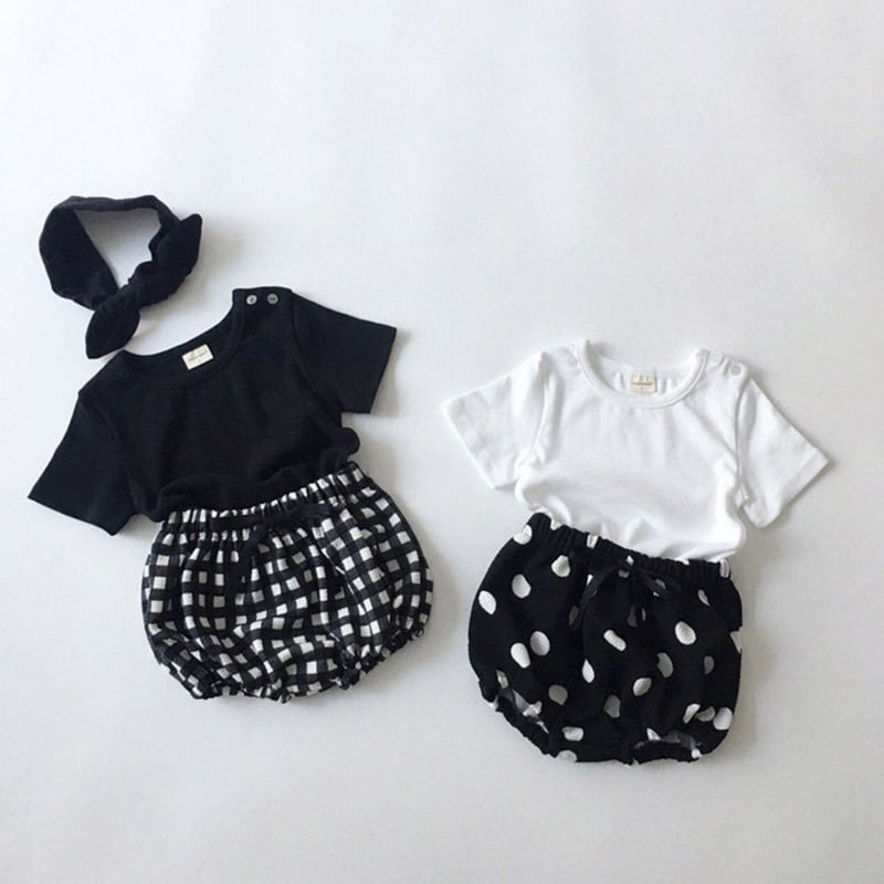 1_1_88f3786b-9d81-435d-92d7-527fb2148392.jpg 【66-100】Tシャツ or ショートパンツ ベビー 無地 ドット&チェック柄 - 画像 (1)