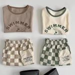 【73-100】セットアップ ベビー クマ柄 チェック カジュアル - 画像 (3)