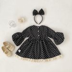 【80-130】ワンピース パフスリーブ ドット 可愛い 女の子 - 画像 (3)