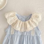 【66-130】ロンパースorワンピース フリル襟 ブルー 姉妹服 - 画像 (17)