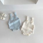 【66-100】ロンパース ニット編み シンプル 着心地良い ベビー服 - 画像 (6)