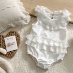 【66-90】ロンパース ホワイト レース ノースリーブ ベビー服 - 画像 (6)