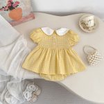【66-90】ロンパース アヒル チェック 可愛い ベビー服 - 画像 (4)