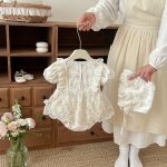 【66-90】ロンパース レース フラワー ベビー服 - 画像 (8)
