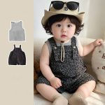 【73-100】セットアップ ヒョウ柄 サロペット＆シャツ 可愛い - 画像 (5)