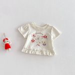 【73-120】Tシャツ うさぎプリント 可愛い フリル 韓国風 トップス - 画像 (12)