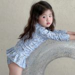 【80-130】水着 長袖 ラッシュガード UVカット 花柄 - 画像 (4)