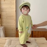 【66-90】ロンパース ゾウ柄 グリーン 可愛い 肌触り良い ベビー服 - 画像 (5)