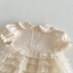 【66-90】ロンパース ベビー 女の子 丸襟 レース - 画像 (12)