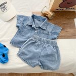 【66-100】セットアップ デニム 半袖 カジュアル ベビー服 - 画像 (7)