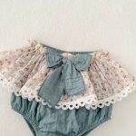 【73-110】セットアップ ベビー 花柄 レース リボン付き - 画像 (15)