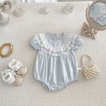 【66-90】ロンパース レース パフスリーブ おしゃれ ベビー服 - 画像 (3)