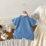 【66-90】デニムロンパース ペット柄 ベビー服 - 画像 (4)