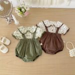 【66-100】二点セット シャツ&サロペット フラワー 可愛い - 画像 (8)