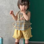 【73-110】セットアップ レトロ チェック 可愛い ベビー服 - 画像 (8)