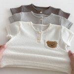 【73-110】セットアップ ベビー 男の子 ワッフル くま柄 - 画像 (14)