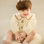 【66-90】ロンパース クマ柄 セーラー風 シンプル 着心地良い ベビー服 - 画像 (8)