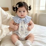 【66-90】ロンパース ブルー襟 ウサギ 可愛い ベビー服 - 画像 (4)