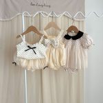 【66-90】ロンパース ドット 蝶結び 可愛い ベビー服 - 画像 (7)