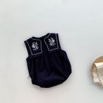 【66-90】ロンパース ベビー ナチュラル 花刺繍 スクエア襟 - 画像 (17)