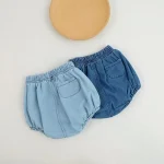 【66-100】デニムショートパンツ ベビー 韓国風 シンプル - 画像 (4)