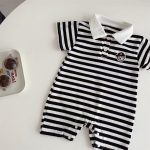 【66-90】オールインワン クマロゴ ボーダー ベビー服 - 画像 (12)