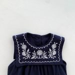 【66-90】ロンパース ベビー ナチュラル 花刺繍 スクエア襟 - 画像 (18)
