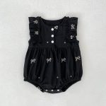 【90-130】ロンパースorワンピース 蝶結び柄 ブラック 姉妹服 - 画像 (14)