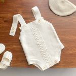 【66-100】ロンパース ニット編み シンプル 着心地良い ベビー服 - 画像 (5)