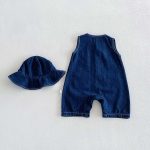 【66-90】オールインワン&帽子 デニム ノースリーブ カジュアル ベビー服 - 画像 (4)
