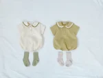 【66-90】ロンパース ベビー 無地 半袖 セーラー風 - 画像 (8)