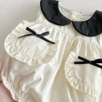 【66-140】ロンパース or ワンピース ベビー 女の子 丸襟 リボン - 画像 (16)