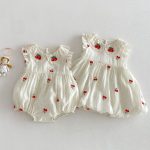 【66-110】ロンパース/ワンピース チェリー柄 姉妹服 おしゃれ - 画像 (2)