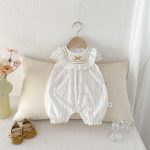 【66-90】オールインワン フリル ホワイト シンプル ベビー服 - 画像 (2)