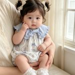 【66-90】ロンパース ブルー襟 ウサギ 可愛い ベビー服 - 画像 (6)