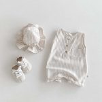 【66-90】ロンパース ストライプ ノースリーブ ベビー服 - 画像 (2)